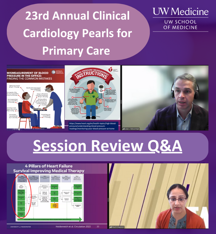 Wrapping up the day at the virtual Annual Clinical Cardiology Pearls Conference with a Sessions Review Q&A with course chairs. Thank you to all the wonderful speakers! #cme #cardiac #primarycare @alec_moorman @ruchikapoor @UWCardiology @UWMedicine @UWMedHeart @uwfm @uwimrp