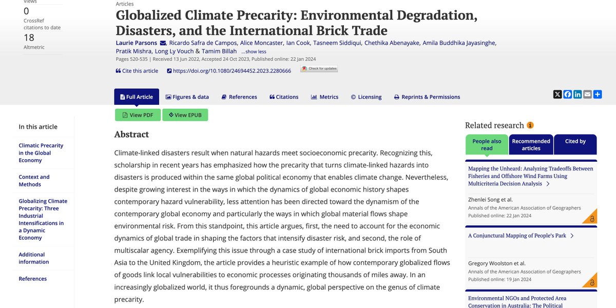 @lauriefdparsons et al. underscore the role of global trade dynamics in shaping environmental risk, using international brick imports as a case study. Learn more about their findings: bit.ly/4aIVSMM