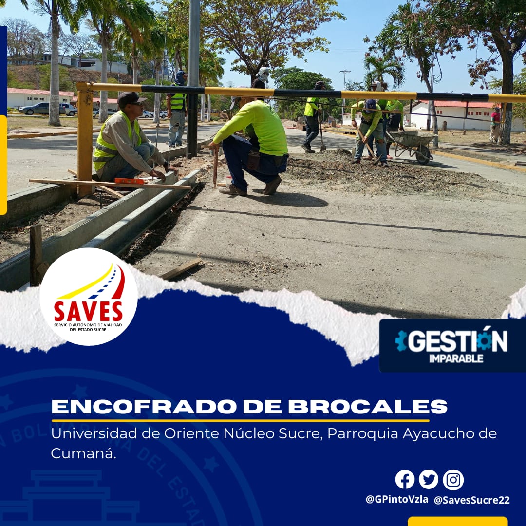 Saves_sucre's tweet photo. Nos mantenemos en la Universidad de Oriente, ubicada en la Avenida Universidad Parroquia Altagracia de Cumaná, el Equipo del @Saves_sucre continúan trabajos de encofrado y vaciado de brocales en la entrada de la UDO. @GPintoVzla.
#IgualdadYJusticiaSocial https://t.co/Kv5J2Ye68X