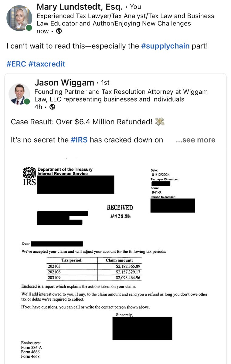 #erc #supplychain #taxcredit 
I can’t wait to read this …