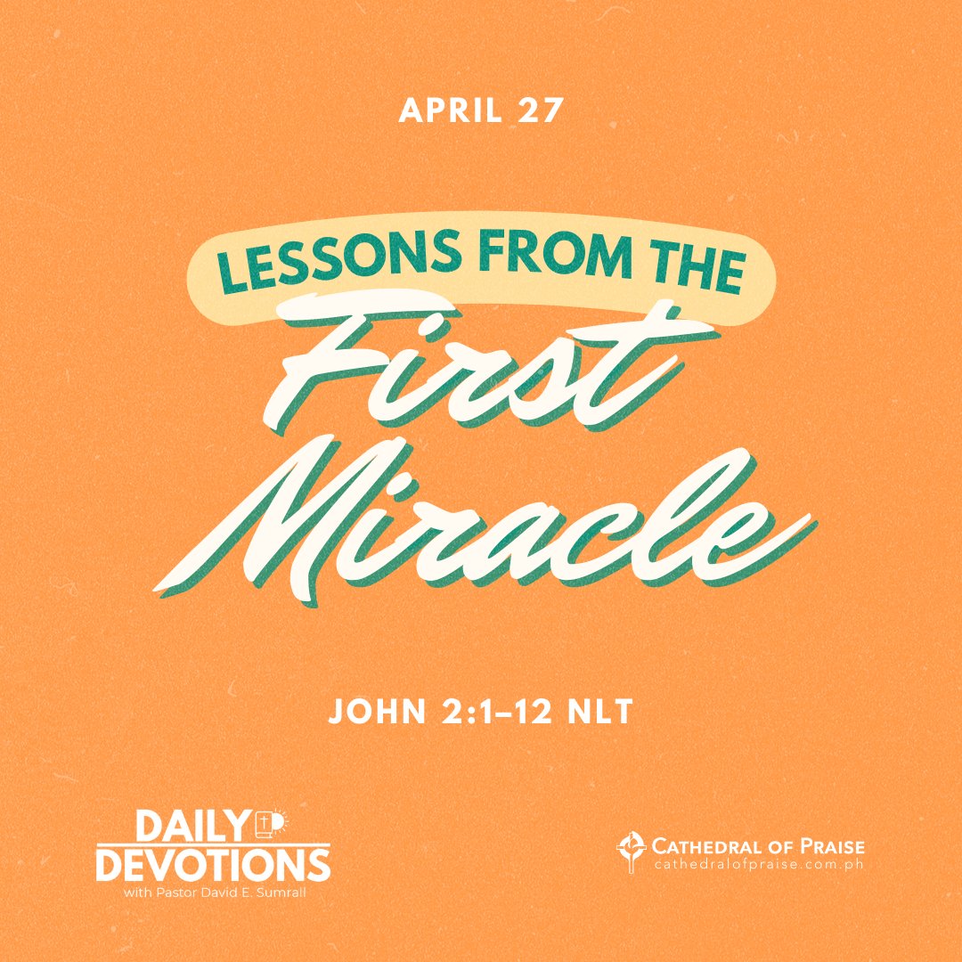 And his disciples believed in him. After the wedding he went to Capernaum for a few days with his mother, his brothers, and his disciples.

1. Miracles happen because people do what Jesus tells them to do.