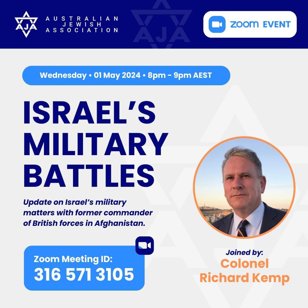 The Australian Jewish Association is doing a Zoom with a former British soldier who has repeatedly spoken against the investigation & prosecution of British soldiers for suspected criminal acts in Afghanistan & Iraq.