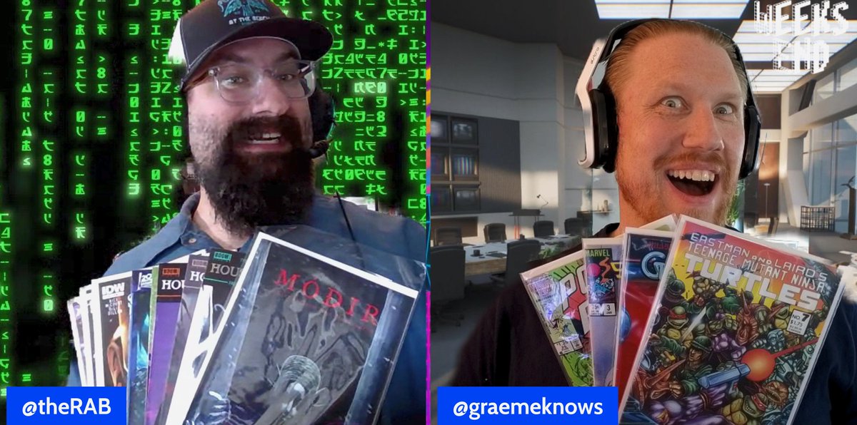 theRab's tweet photo. #WeeksEnd show 99 is live. We’re back. Did you miss us?
We nerd out about Tron, Alien, Ghostbusters, Comic books, RoboCop, Retro gaming, and more.
https://t.co/W3ULKxOj6f https://t.co/vJ1OWC9okU