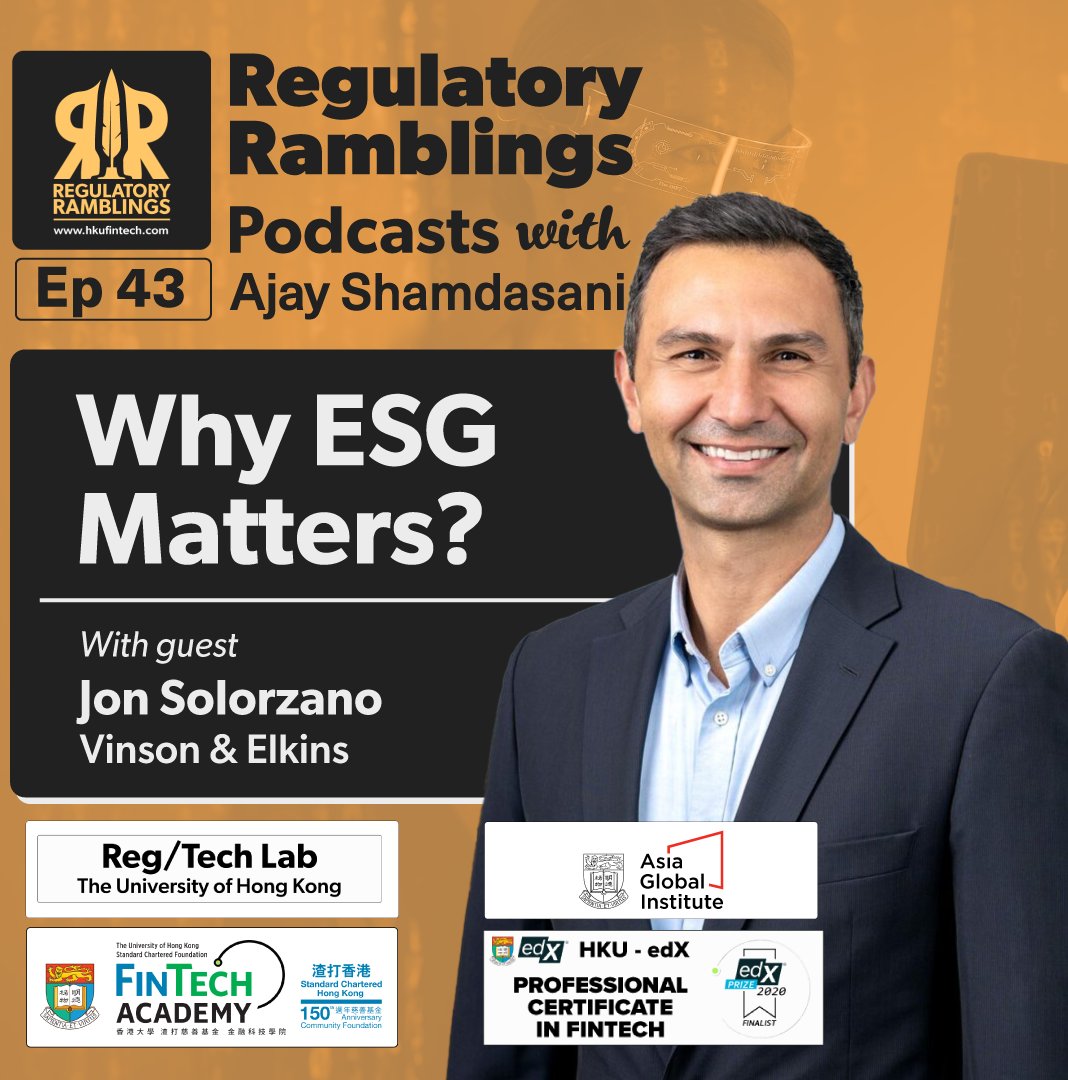 🌟⏳The future of finance is #ESG! 🌿Jon Solorzano from @VinsonandElkins on how young investors are changing the game. 🎙️ Tune in, share your ideas! hkufintech.com/regulatoryramb… #Finance