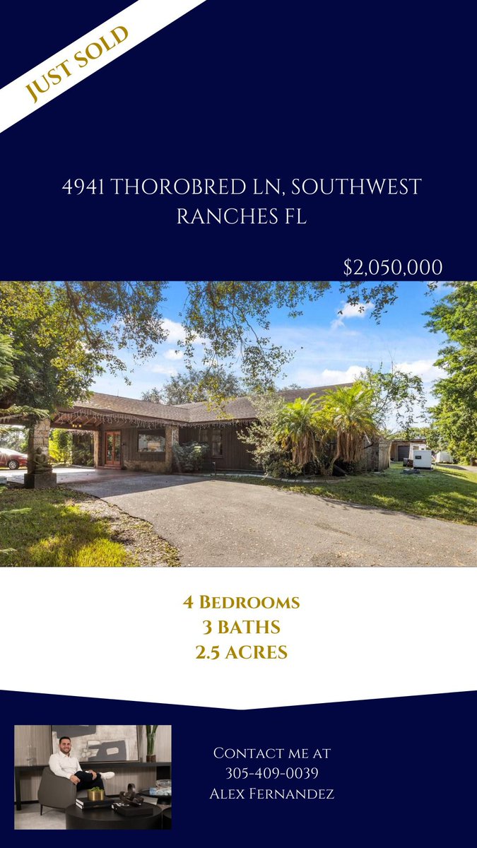 *CLOSING ALERT* Another closing in the books for $2,050,000. 

#southwestranchesfl #southwestranches #southwestranchesflorida #tomycrivellorealestategroup #southfl #floridahomes #realtor #realtorlife #floridamarket