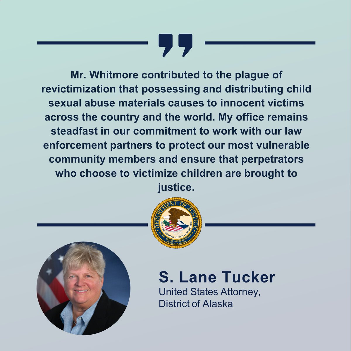 An Anchorage man was sentenced today to 17 1/2 years in prison and will serve the rest of his life on supervised release for possessing and distributing child sexual abuse materials. @FBIAnchorage & @AnchoragePolice investigated the case. justice.gov/usao-ak/pr/anc…