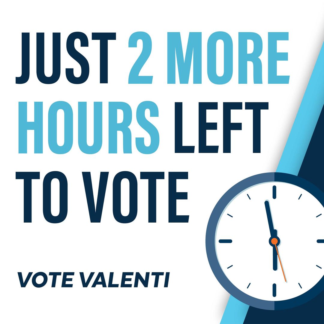 TWO HOURS LEFT to be in that number to elect Lindsey Valenti, Judge 24th JDC!! Polls close at 8pm!! Visit voteforvalenti.com/vote to find your polling precinct! #tothewin