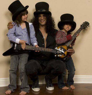 Slash with his sons London and Cash.