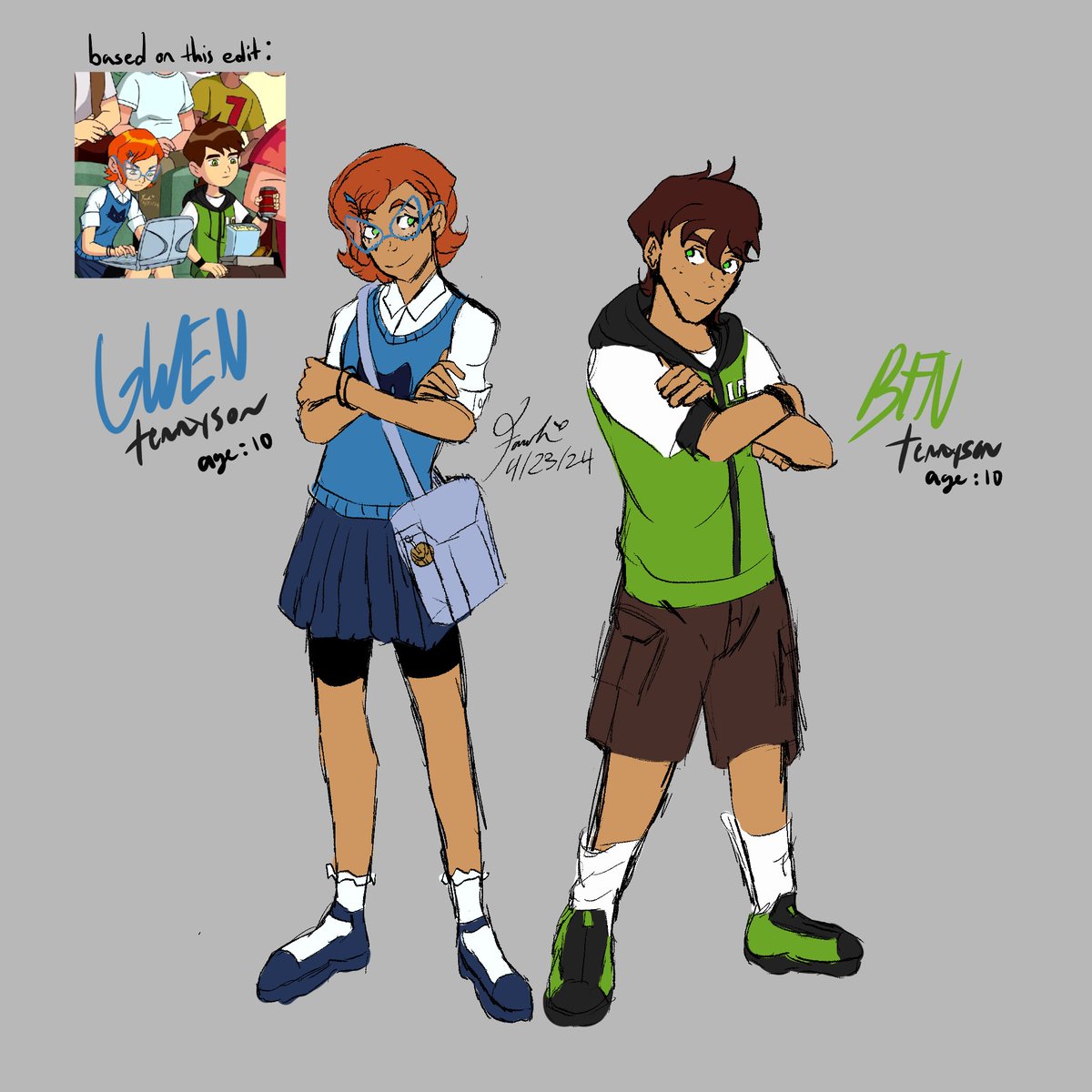 I bet now’s a good time to show on my designs for Ben and Gwen! 🩵💚

#ben10 #redesign #doodles