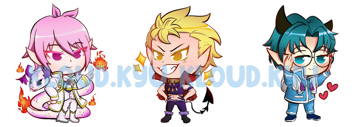 KloudKyu's tweet photo. [4/6]  
Our Eccentric Energetic Bois~   
#irumakun Stickers/Charms are getting prepped to made~🩷💖
Look forward for updates✨

[#kirio #sabnock #sabro #Asmodeus #iruma #魔入りました入間くん #mairumatwt #Mairimashitairumakun #welcometodemonschoolirumakun #anime #fanart #etsyshop] https://t.co/vVphzCqNCr