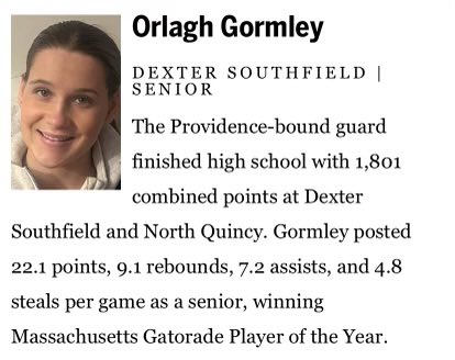 Congratulations to MCW Starz Boston Globe All Scholastic <a href="/Gatorade/">Gatorade</a> Player of the Year <a href="/orlaghgormley3/">Orlagh</a> who had an amazing accolade filled HS career ⭐️⭐️👏🏽👏🏽 &amp; more importantly she is an incredible teammate! ⭐️⭐️