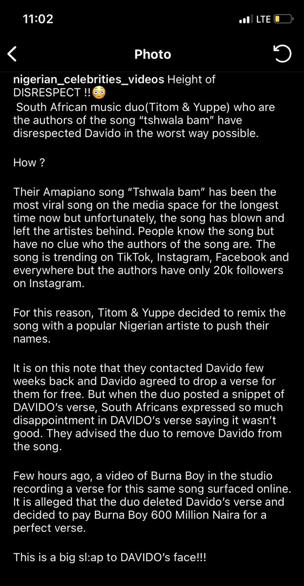 This is why Titom & Yuppe removed davido from the 'Tshwala Bam' remix 😤.
This is for you'll to know that the fault is not from neither Davido or Burna boy but from the people .