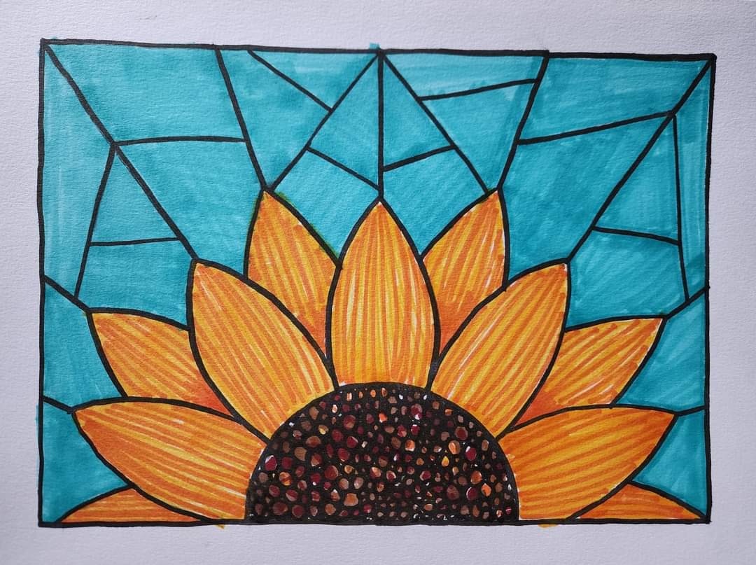 ✨️Today's Doodle Art✨️
Stained Glass Sunflower

Illustration Markers in my Canson XL Mixed Media Sketchbook

#MyArtWork #Art #Artist #Sunflower #Markers #StainedGlassSunflower #QuickDoodle #Doodle #RenéeDixonArt #LowVision #LowVisionArtist #VisuallyImpaired