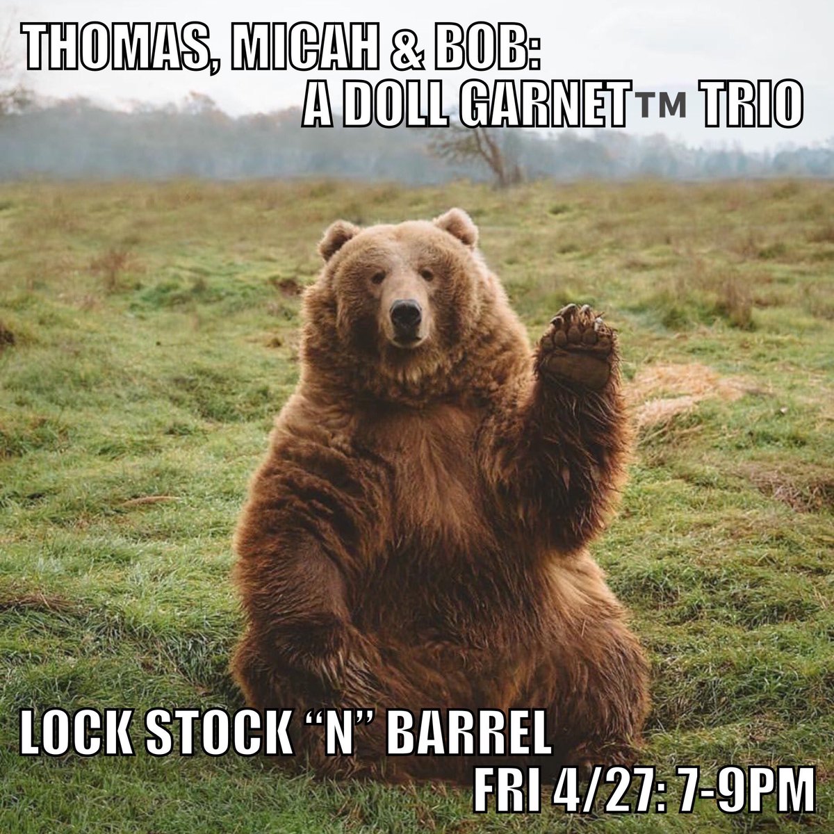 ThomasPaulMusic's tweet photo. tp, @micahdeff, BobNagel
“A Doll Garnet™ Trio”
FRI 4-27
@lsbboise in @DowntownBoise 
7-9pm

™A helpful Doll Garnet￼ Company, a subsidiary wholly owned &amp; operated by Doll Garnet Industries, a division of GloboTechChemCorp, your locally-minded globally-powered uberconglomerate. https://t.co/HFg4yiBLDr
