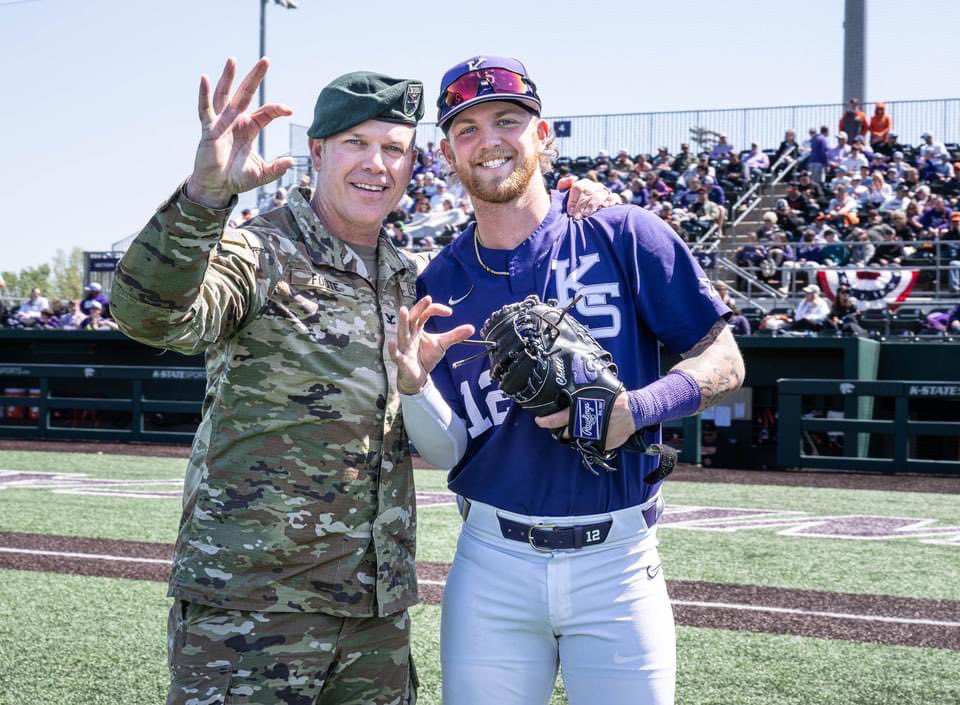 #ICYMI | During a recent Military Appreciation Day baseball game, 1st Sgt. Kristopher Hitchman of the 1ID Band proudly led the National Anthem, while Fort Riley Garrison Commander, Col. Michael Foote, threw the game’s first pitch. (📸 by Staff Sgt. Carlos Morales)