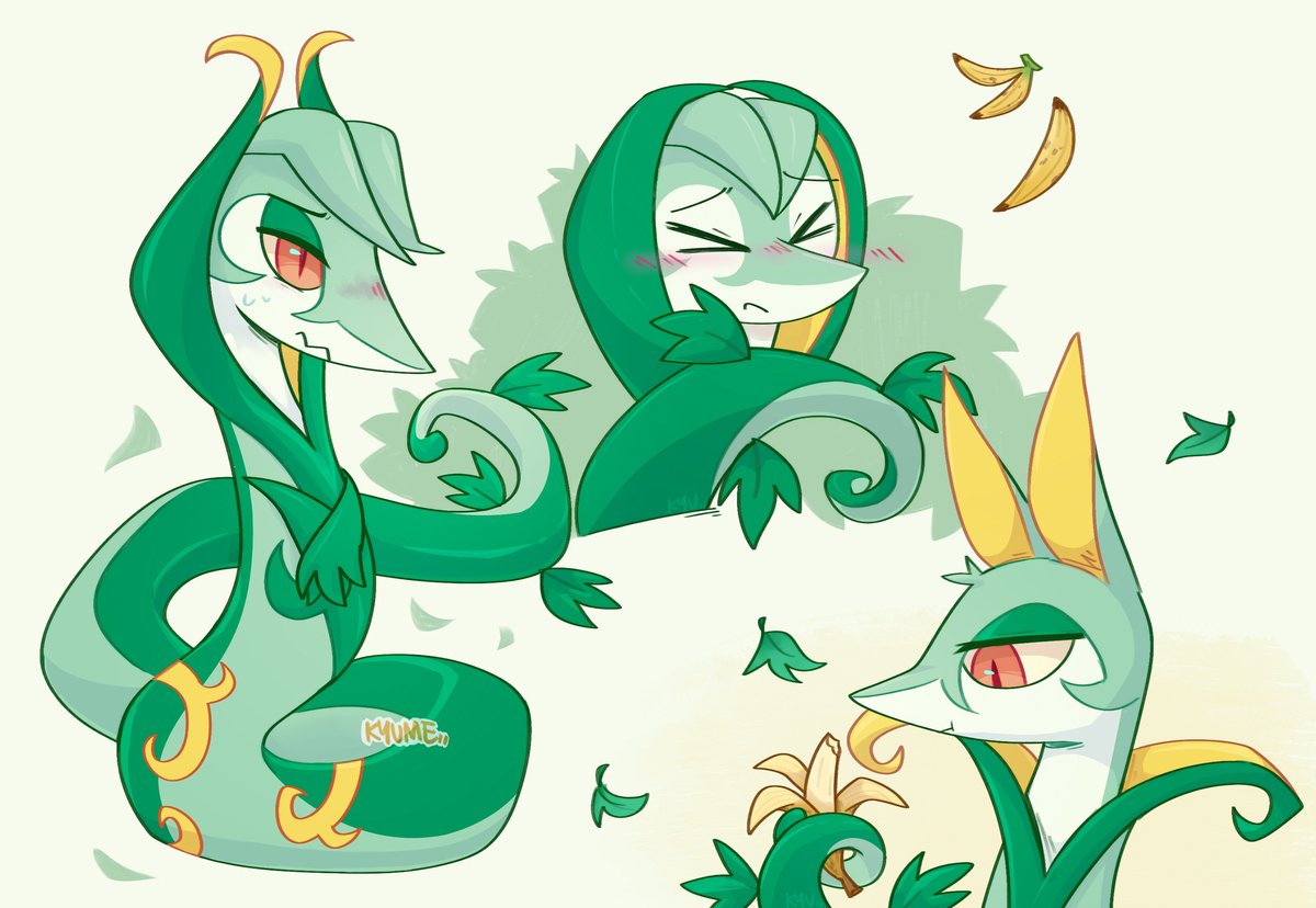 shy banana snek🍌🐍 thinking about if serperior can fold their ears,,