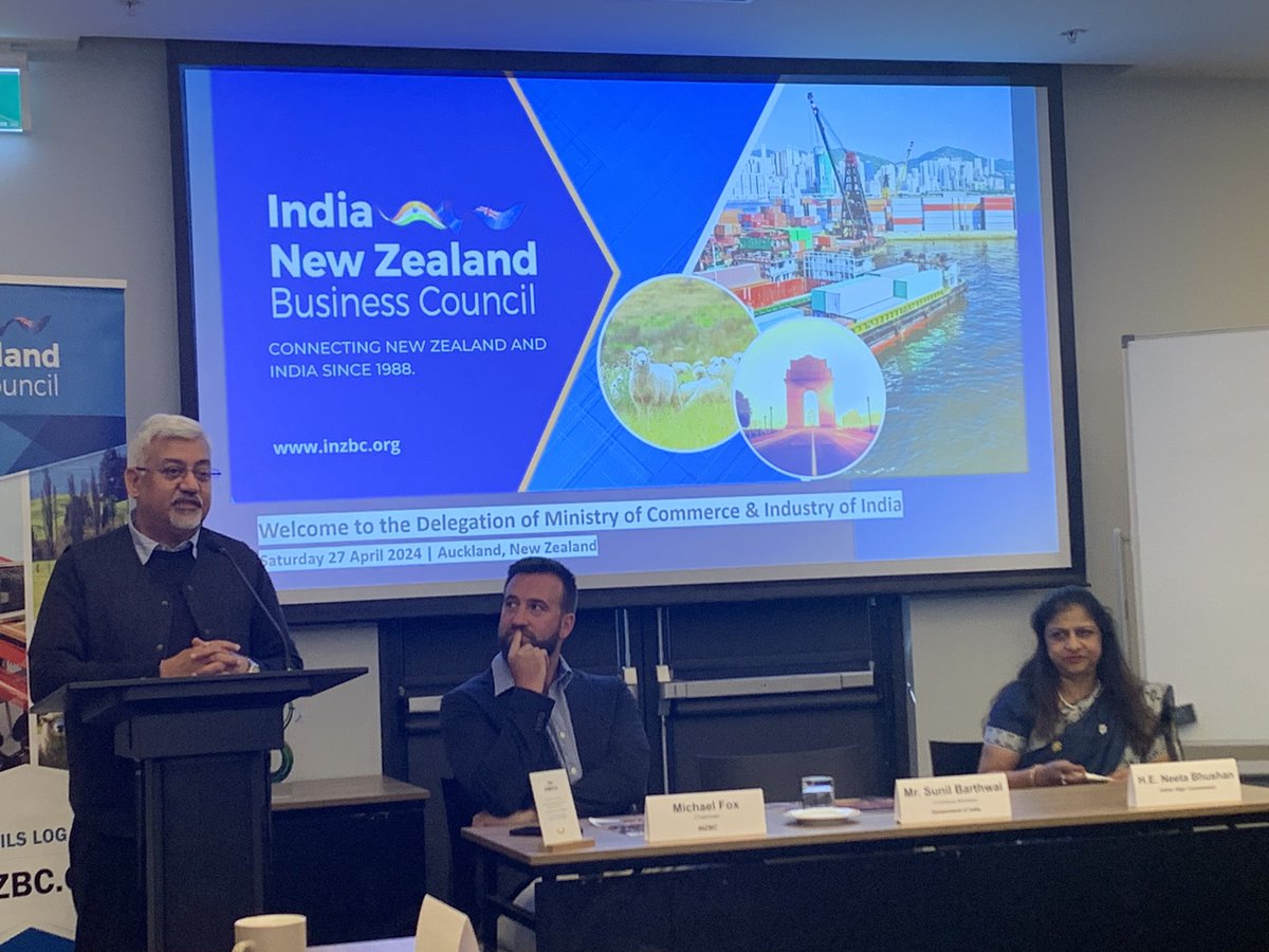 A pleasure to join the informative @inzbc event with Indian Commerce Secretary Barthwal in Auckland this morning - great to see delegations of this calibre visiting Aotearoa @IndiainNZ @NZinIndia @TradeWorksNZ