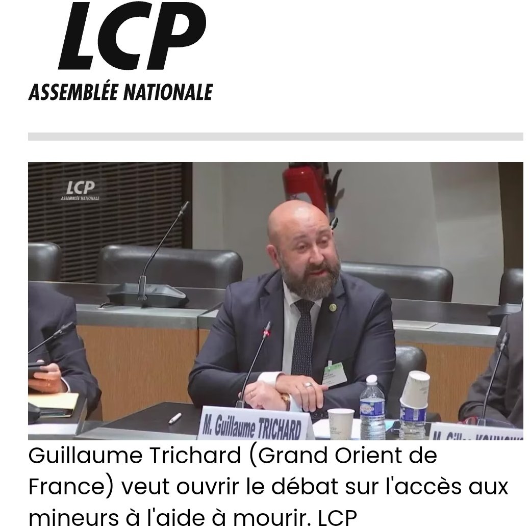 Après le meurtre des enfants via l'IVG, l'euthanasie des vieux, mais l'abolition de la peine de mort pour criminels,
La franc-maçonnerie qui voit 'dans la mort la vraie lumière', demande maintenant à ouvrir le débat sur l'aide à mourir pour mineurs...!!!👁️📐💀