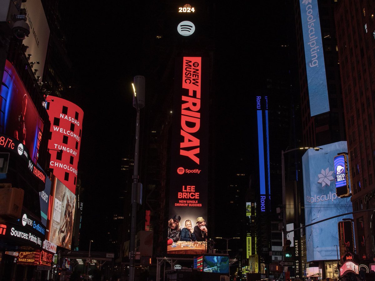 Oh man… a billboard in Times Square?!! Thank you @Spotify for all the love and support 🙏🏼 Y’all check out “Drinkin’ Buddies” out now! 🍻