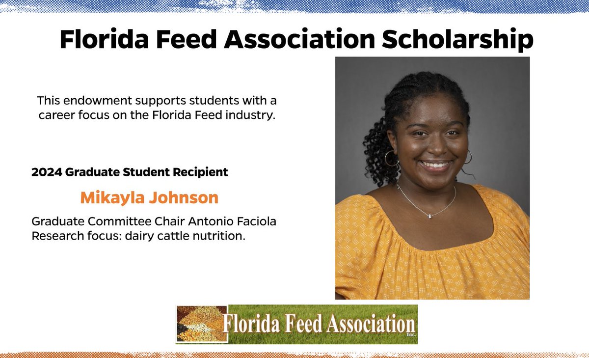 Congratulations @Mikaylaslife16 for receiving the 2024 Florida Feed Association Scholarship! Very well deserved! Proud of your work! 🎉👏👏👏