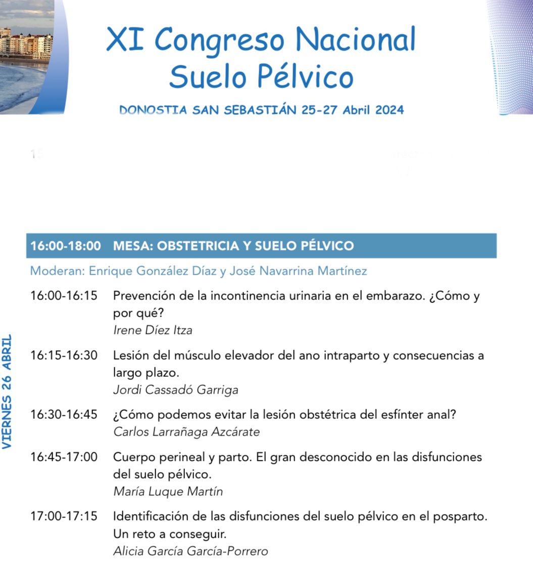 Un placer moderar junto al Dr Navarrete una estupenda mesa de obstetricia y suelo Pélvico en el Congreso Nacional de suelo Pélvico de la <a href="/SociedadSEGO/">Sociedad Española de Ginecología y Obstetricia</a>. La importancia del embarazo y el parto en las disfunciones de suelo pélvico.
