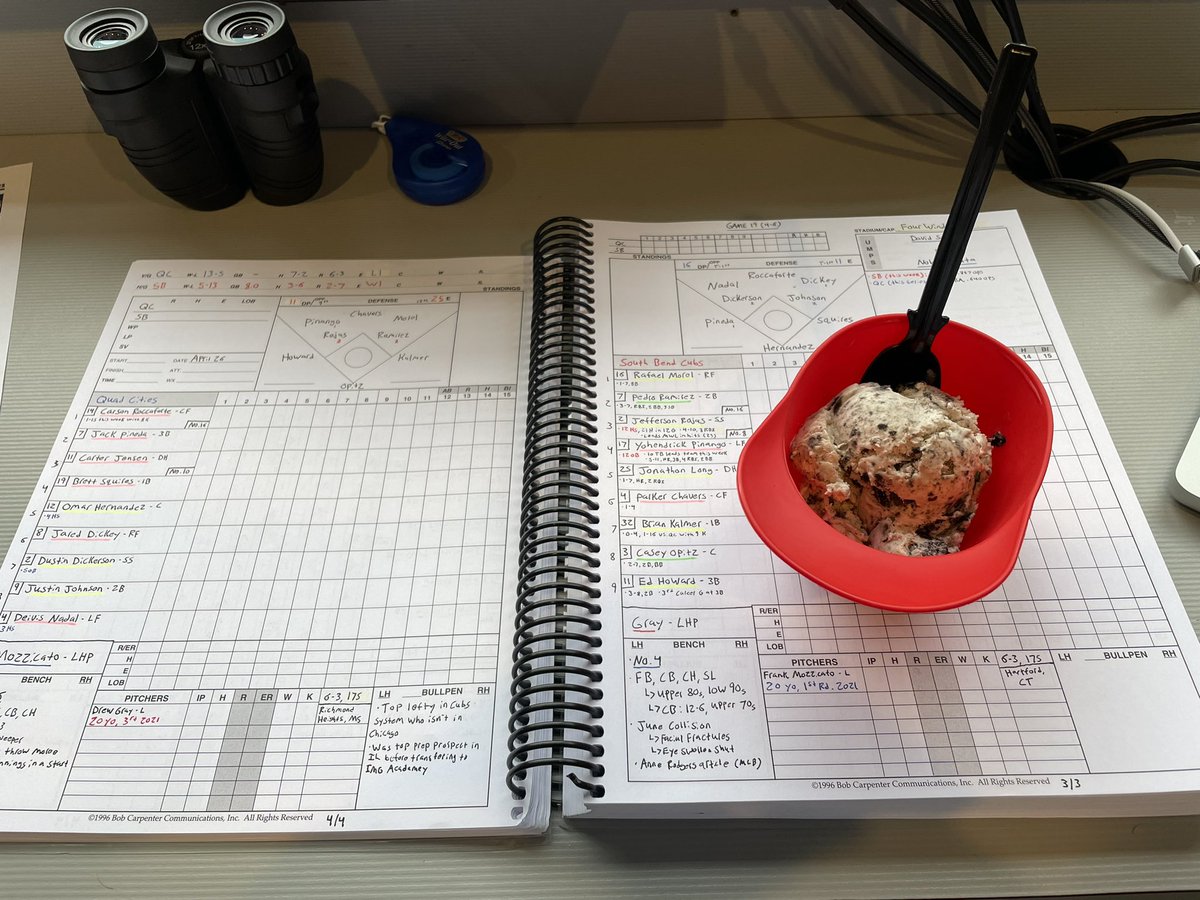 The best cure for rain delay blues? A cookies and cream ice cream helmet. S/O to the great @BKingSports and @MaxThoma.