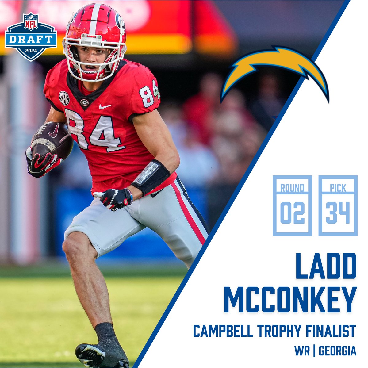 We might be a little biased, but we think 'Herbert to McConkey' sounds electric!⚡️Congrats, Ladd -- the newest weapon for 2019 #CampbellTrophy recipient Justin Herbert! #BoltUp