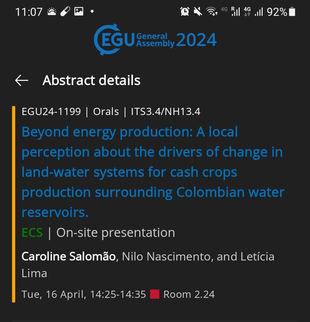 Last week I had the pleasure of presenting the results of my second doctoral paper at #EGU24. It was really difficult not to get lost with so many great lectures! I would like to congrats the session that I had the opportunity to present, a truly interdisciplinary discussion!