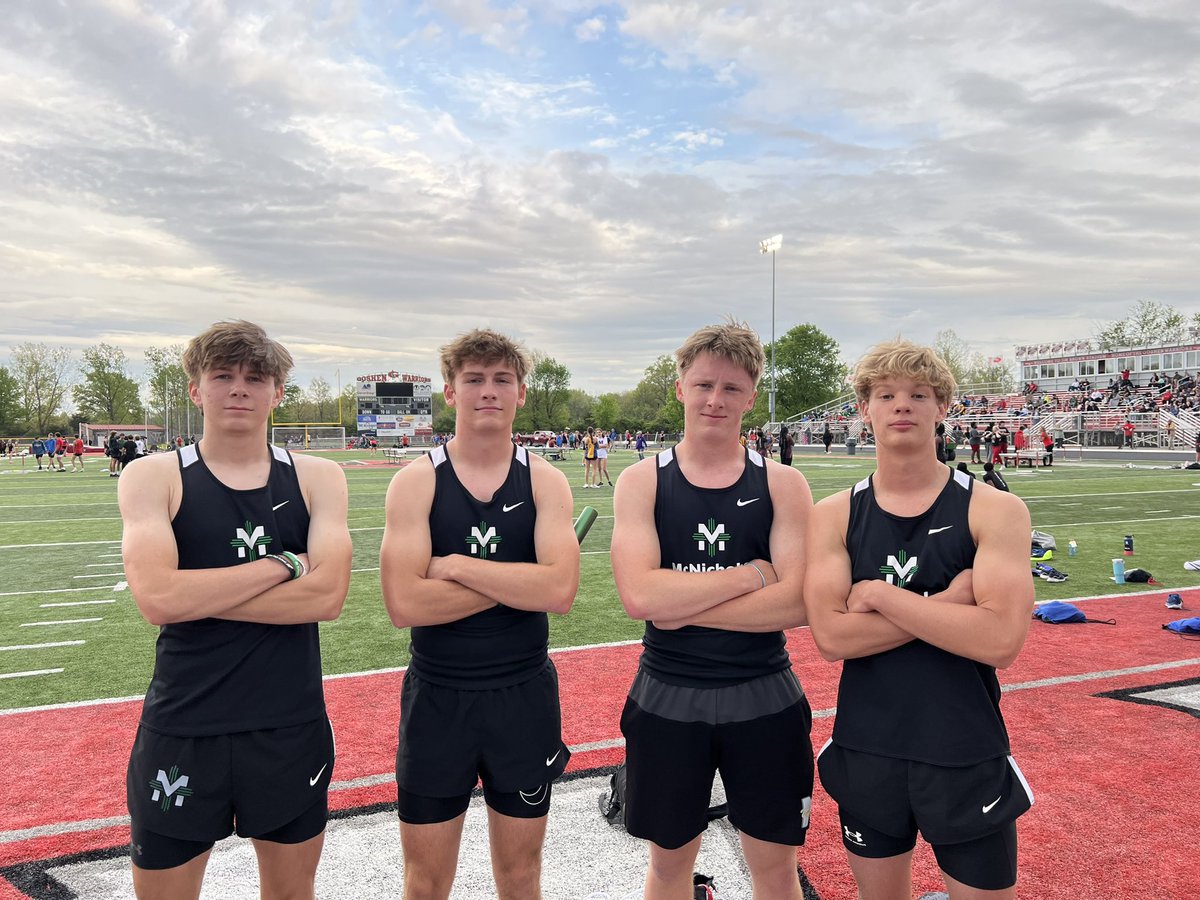 The power of positive self talk. These 4 were in the weight room yesterday, and for the entire training session, they all kept saying they were going to break the 4x100 school record…..and they did! 43.9. Congrats fellas! @McNAthletics