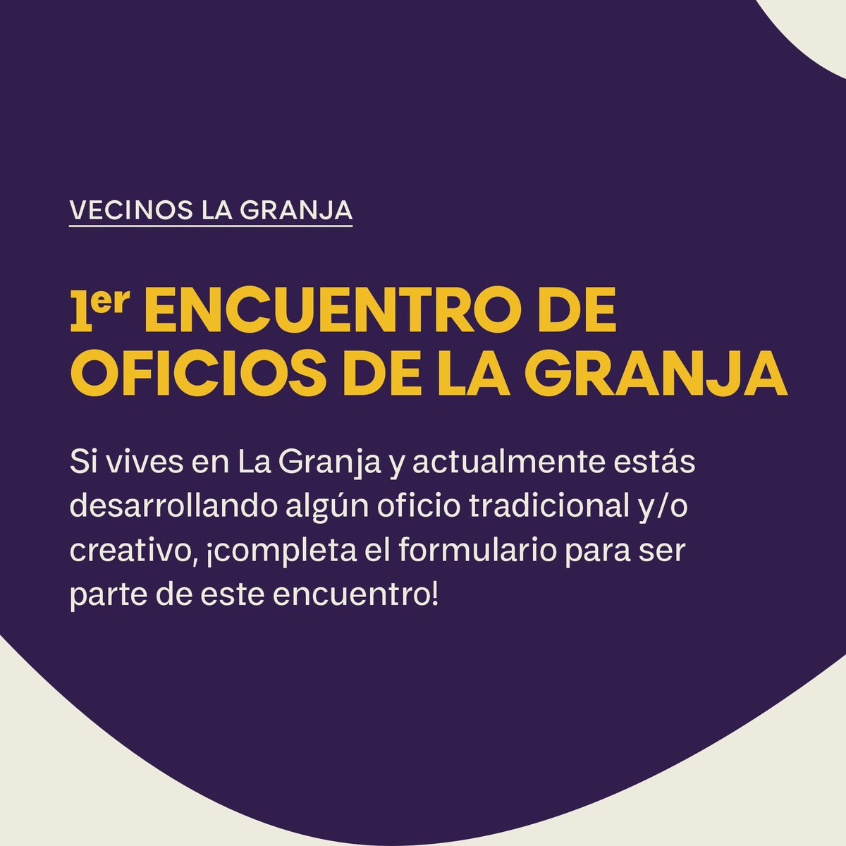 centro_inter's tweet photo. ¿Vives en La Granja, desarrollas un oficio y necesitas asesoría legal, financiera o creativa para tu emprendimiento? Completa el formulario y sumarte a esta iniciativa! 👉 https://t.co/Pcp5vBZQtP
@muni_lagranja #lagranja #vecinos #comunidad @MIM_museo https://t.co/S3OC6gU5MS
