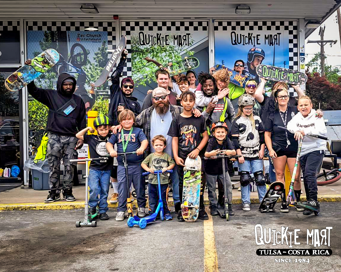 Join us at Quickie-Mart TOMORROW morning (Saturday) from 11 AM-1 PM for FREE Skate Lessons! Whether you’re into Skate, BMX, Scooters, or Quads!

Enjoy FREE Food, Fresh Fruit, Snacks, and Ice Water while you practice your skills and master new tricks!

Weather Permitting