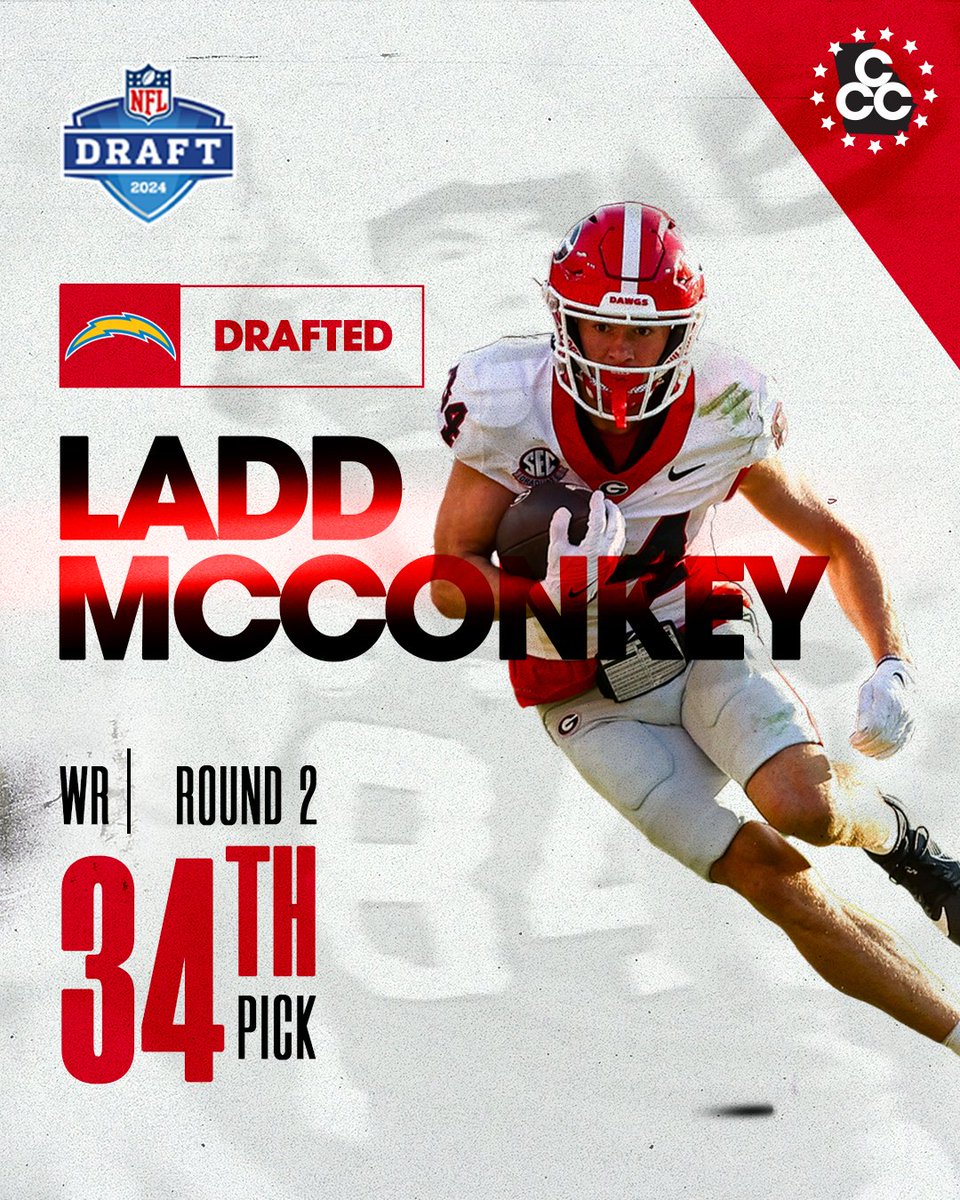 Bolts up! Ladd McConkey is officially a Los Angeles Charger⚡️ We can't wait to see the big moves you make out in California!