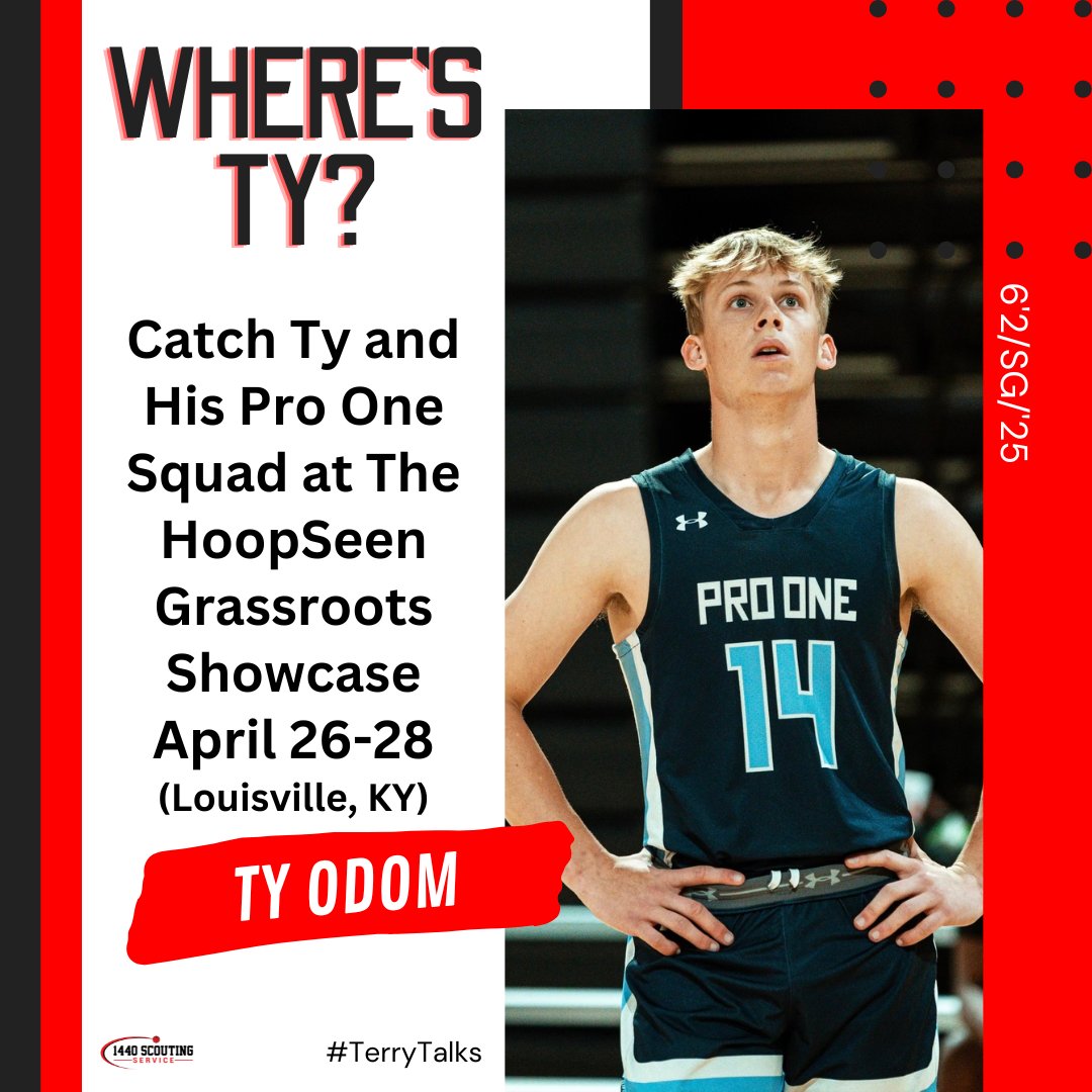 Ty Odom (6'2/SG/'25/Hartselle HS/Pro One) will be at the HoopSeen Grassroots Showcase in Lousiville, KY. Check out one of the top backcourt talents in Alabama.  

#TerryDrakeBasketball #TerryTalks #1440Scouting #Scouting1440 #iBallTDB @Ty_Odom3