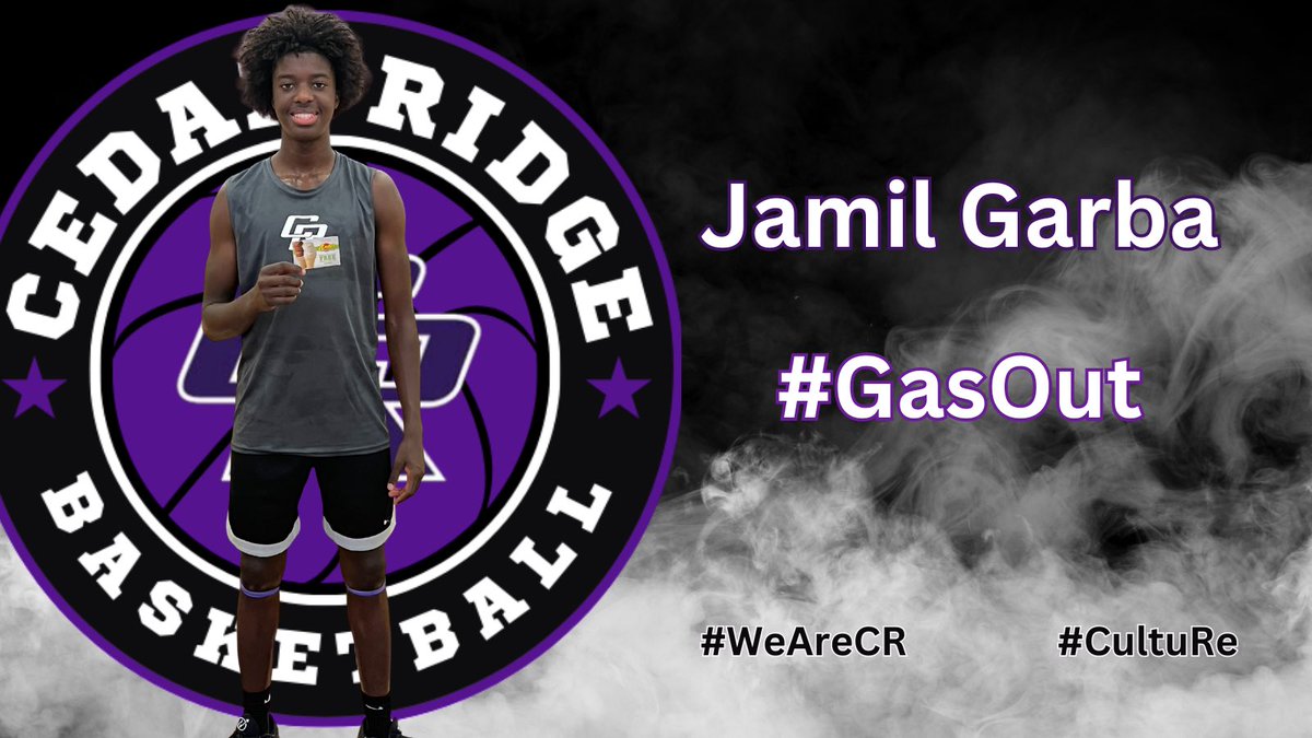 Jamil Garba (@GarbaJamil1) is our first Gas Out award winner this off-season for his relentless effort this past week! #GasOut #CultuRe #WeAreCR @CedarRidgeHigh @RoundRockISD @Qblack15 @Coach_MStephens