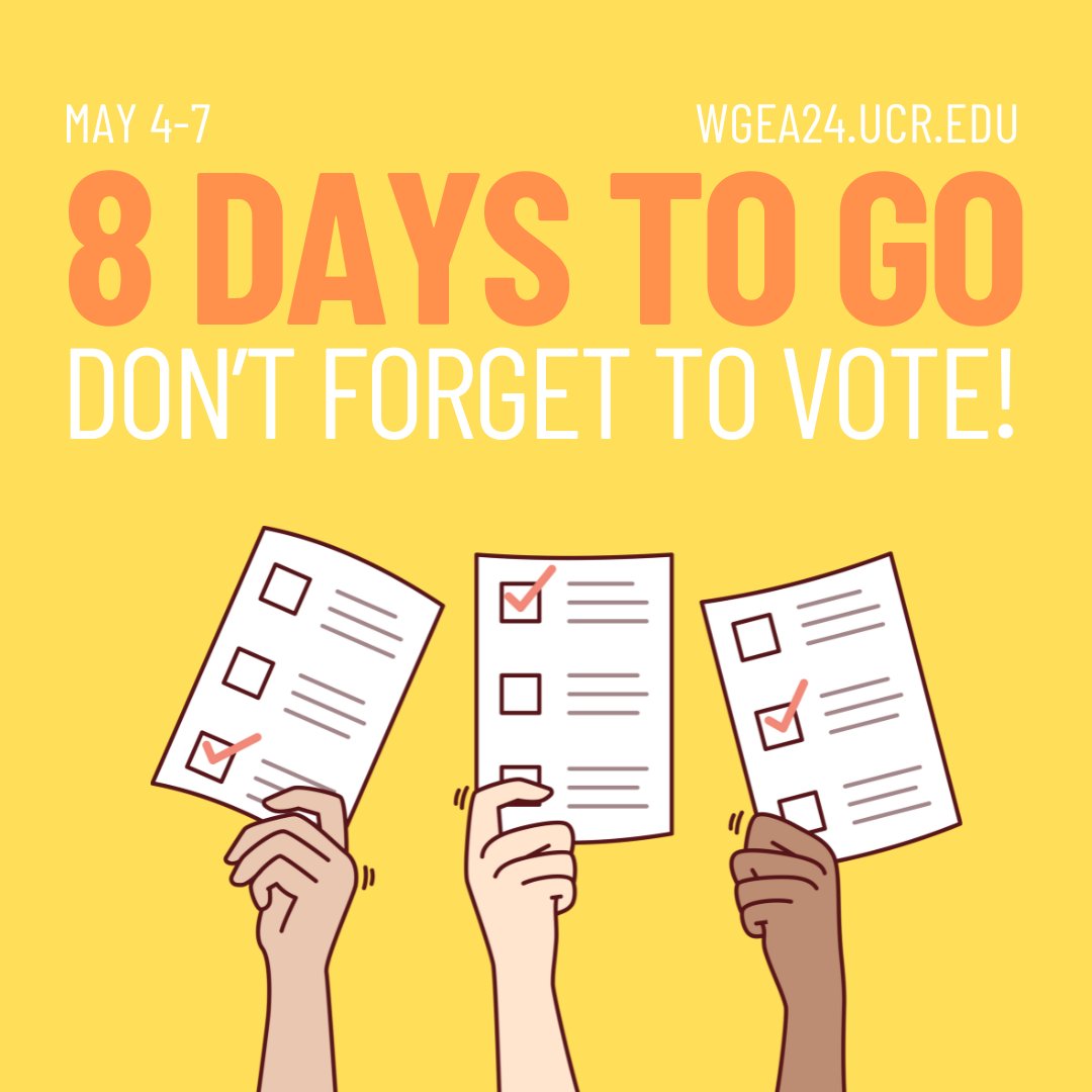It’s election season and we need YOUR voice 🗣️. Two seats are open on our Steering Committee. See link in bio to review candidates 📋, cast your vote 🗳️, then stay tuned for the results to be announced at #WGEA24 🎉 ! Let’s shape the future of WGEA together! #YourVoteIsYourVoice