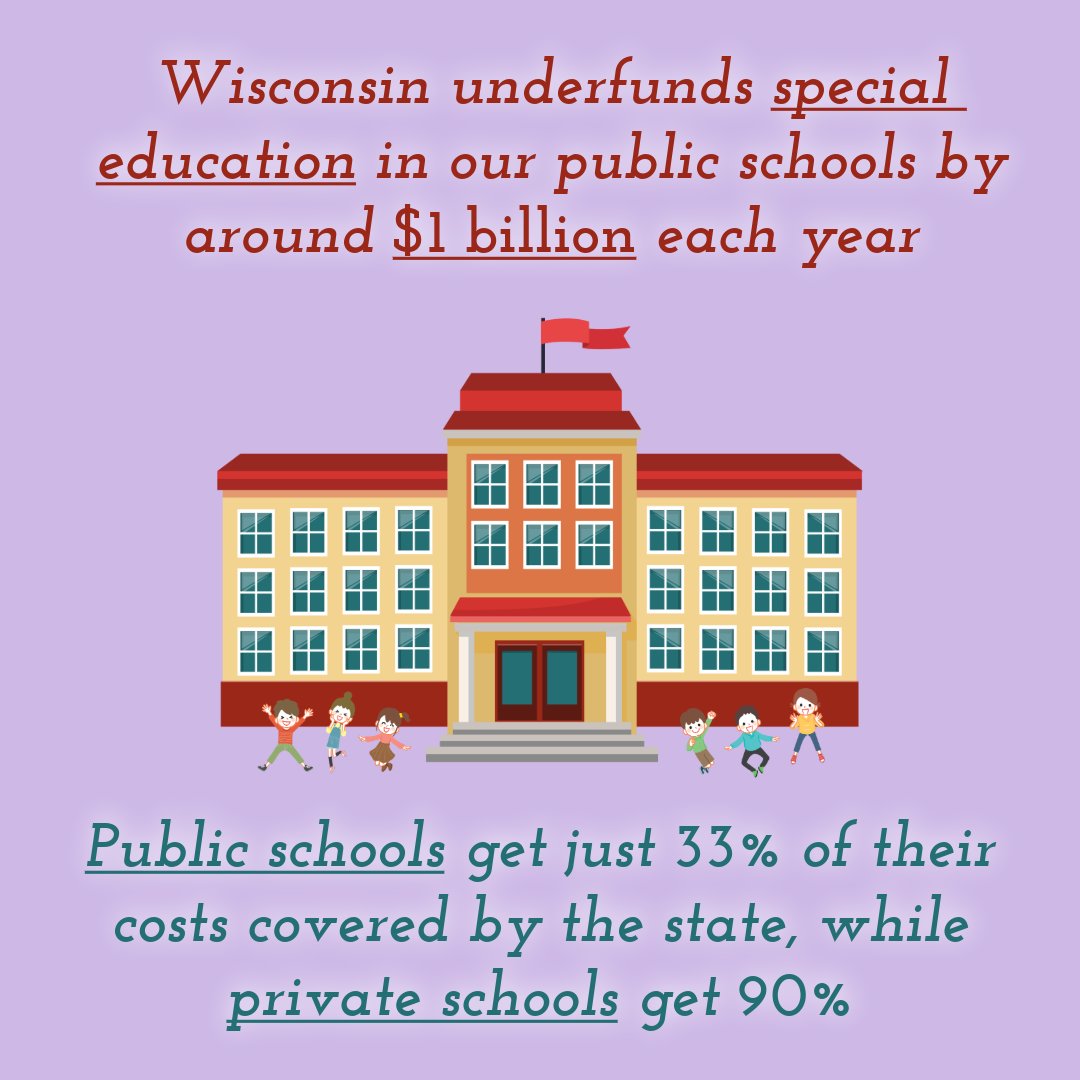 One of the greatest inequities of Wisconsin's education funding formula is how it favors private schools over public schools in how it funds special education. Public dollars belong in public schools!