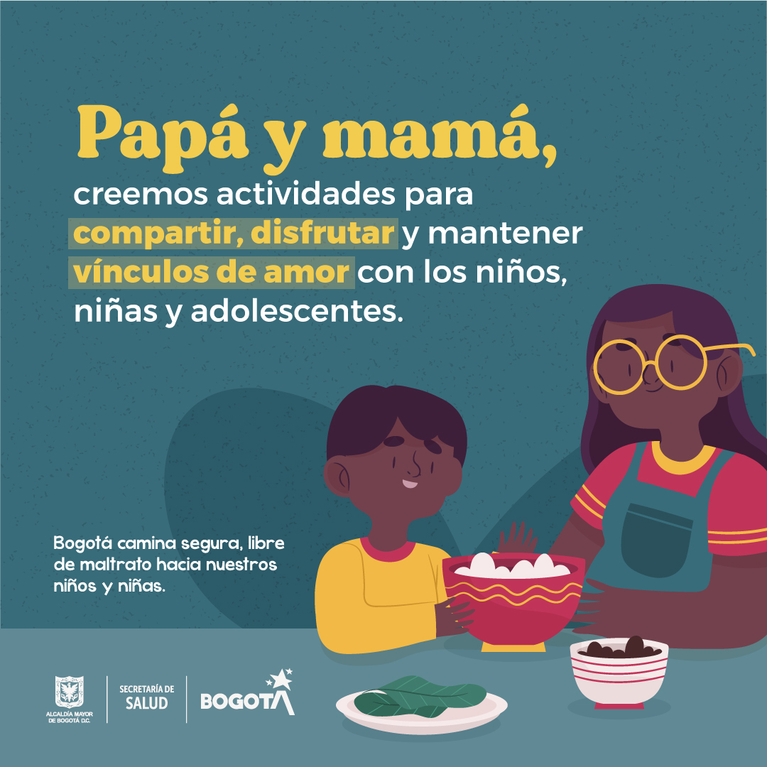 Tanto madres como padres🙋🏻‍♂️🙋🏽‍♀️ deben participar en la crianza amorosa de los niños, niñas y adolescentes, para guiar y orientar, por medio del consejo y del buen ejemplo, la seguridad, autonomía y respeto. Por una Bogotá con nuestros niños y niñas #LibresDeMaltrato🧒👧🏾