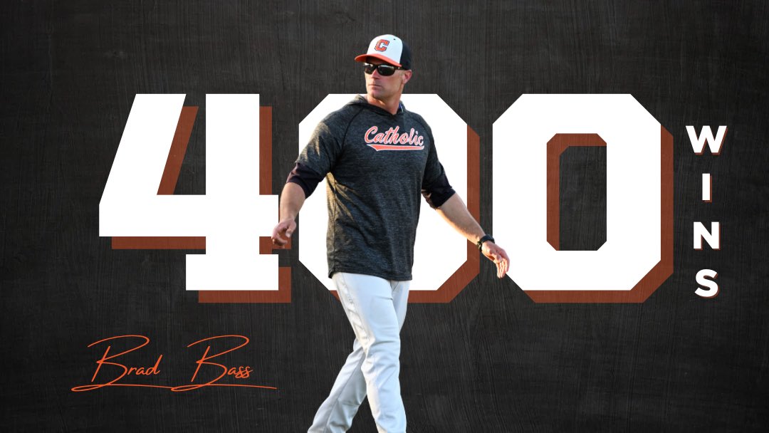 Congratulations to <a href="/CurDogBaseball/">Cur Dog Baseball</a> Head Coach <a href="/Coachbradbass/">Brad Bass</a> on his 400th career win! Catholic High School is privileged to have a teacher and mentor like Coach Bass lead our baseball program.