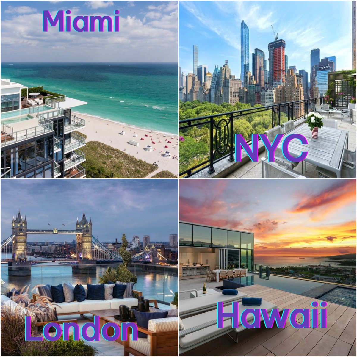You've got a luxury penthouse to use whenever you want, for one year, in one of these cities, all expenses paid. Which city would be your pick? 👇