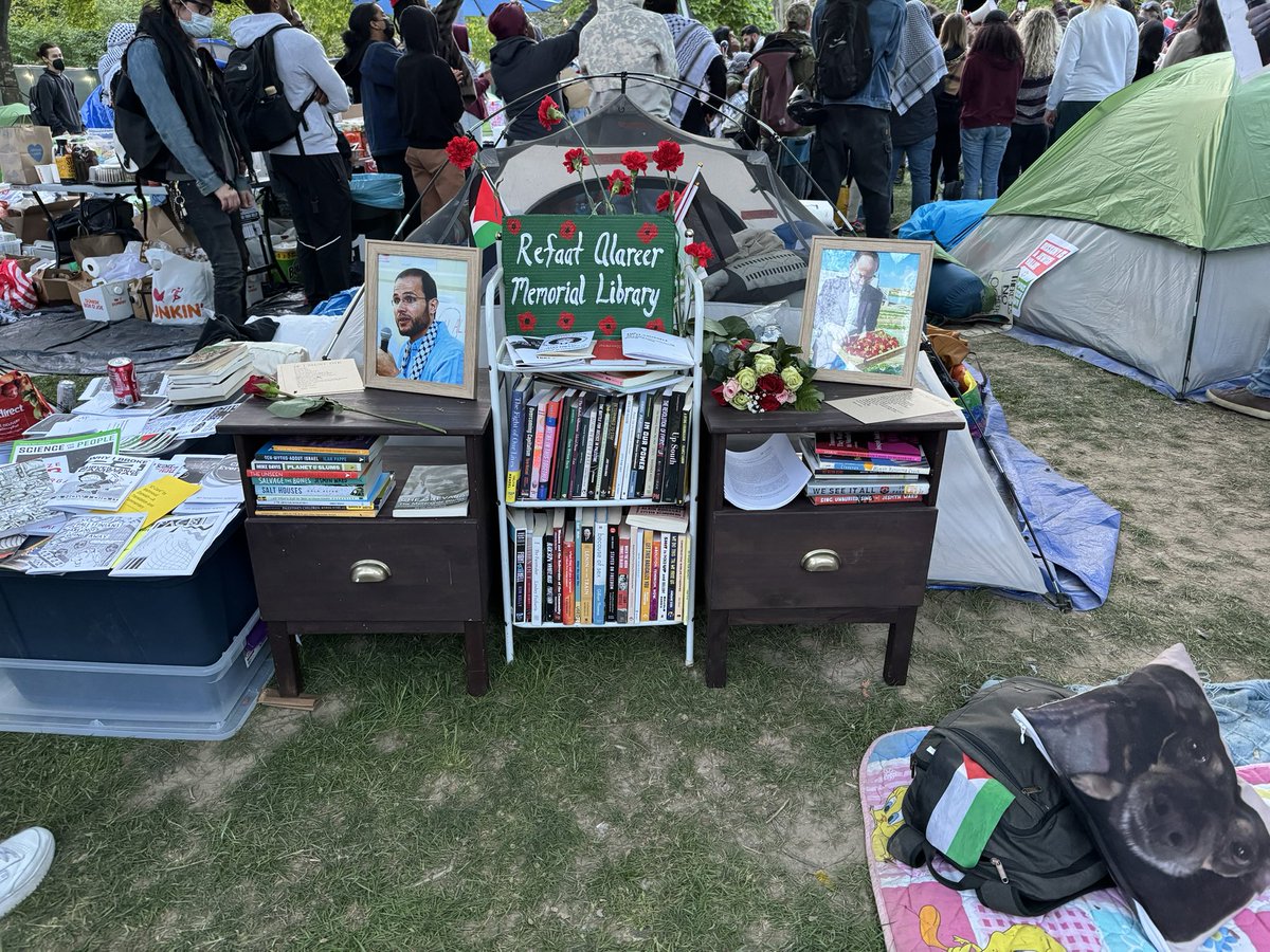 The University of Pennsylvania encampment has set up a Refaat Alareer memorial library