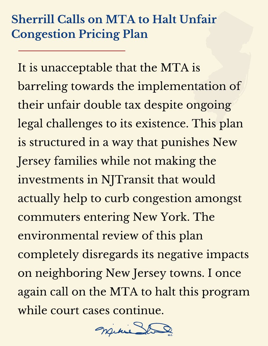 I am once again calling on the MTA to halt their unfair double tax on New Jersey commuters.