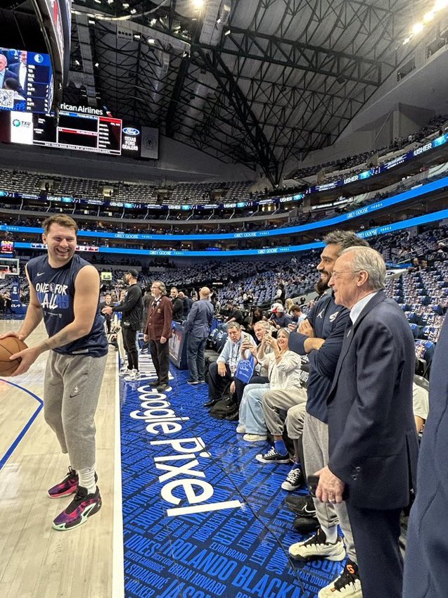 Juju Florentino Perez en Dallas viendo a Doncic.