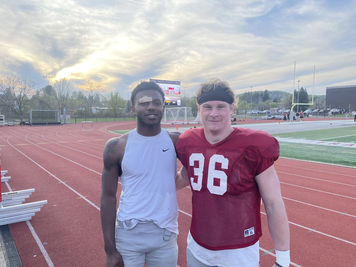 Two blue demons balled out today in the @IUPfootball spring game. @K_Frazier2 @garrettcox_29