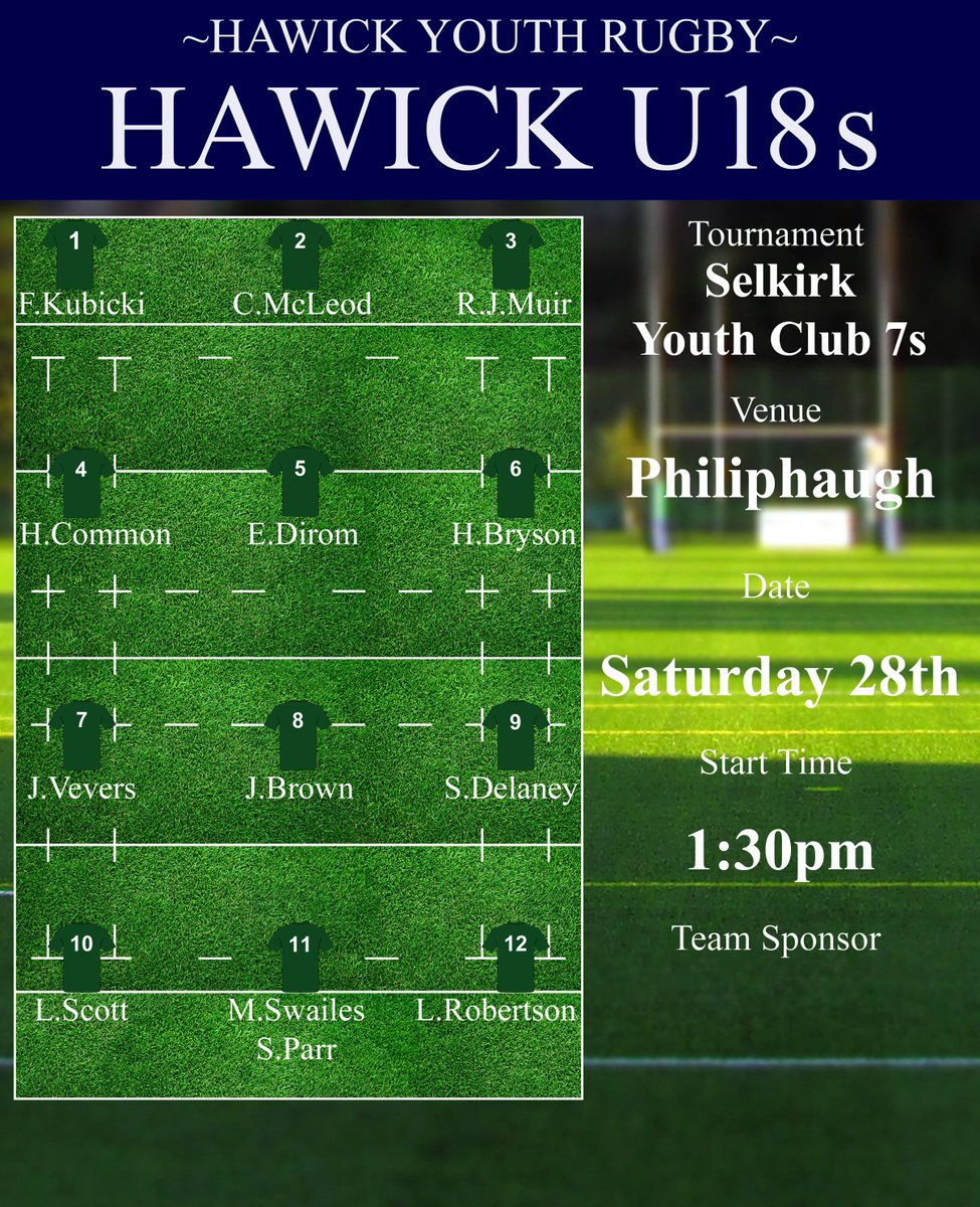 U15s have an early start in Gala whilst our U18s & Portadown travel to Selkirk to contest Youth Club 7s. Go Well lads 💪🏉💚💙 #HawickYouthRugby #BIHB #AONR #HawPorta