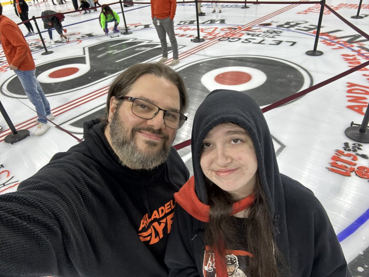 youtu.be/-kEs4H-EjEI?si… Brand new Episode 133 of Father Daughters Talk Flyers on YouTube. We went to a Q&A with Hartnell and Howe in Ocean City. There’s footage of Scott talking about Torts and growing up playing hockey. We also got to paint the ice and see Gritty.