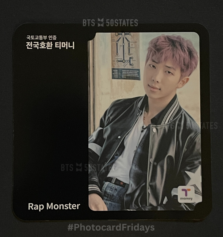 It's #PhotocardFriday! Share a photocard (or postcard) of Namjoon to celebrate the announcement of #RightPlaceWrongPerson and then go stream the Wild Flower MV #WildFlowerTo100M This admin is sharing my T-Money card bc grapemon will always be iconic 💜🥹