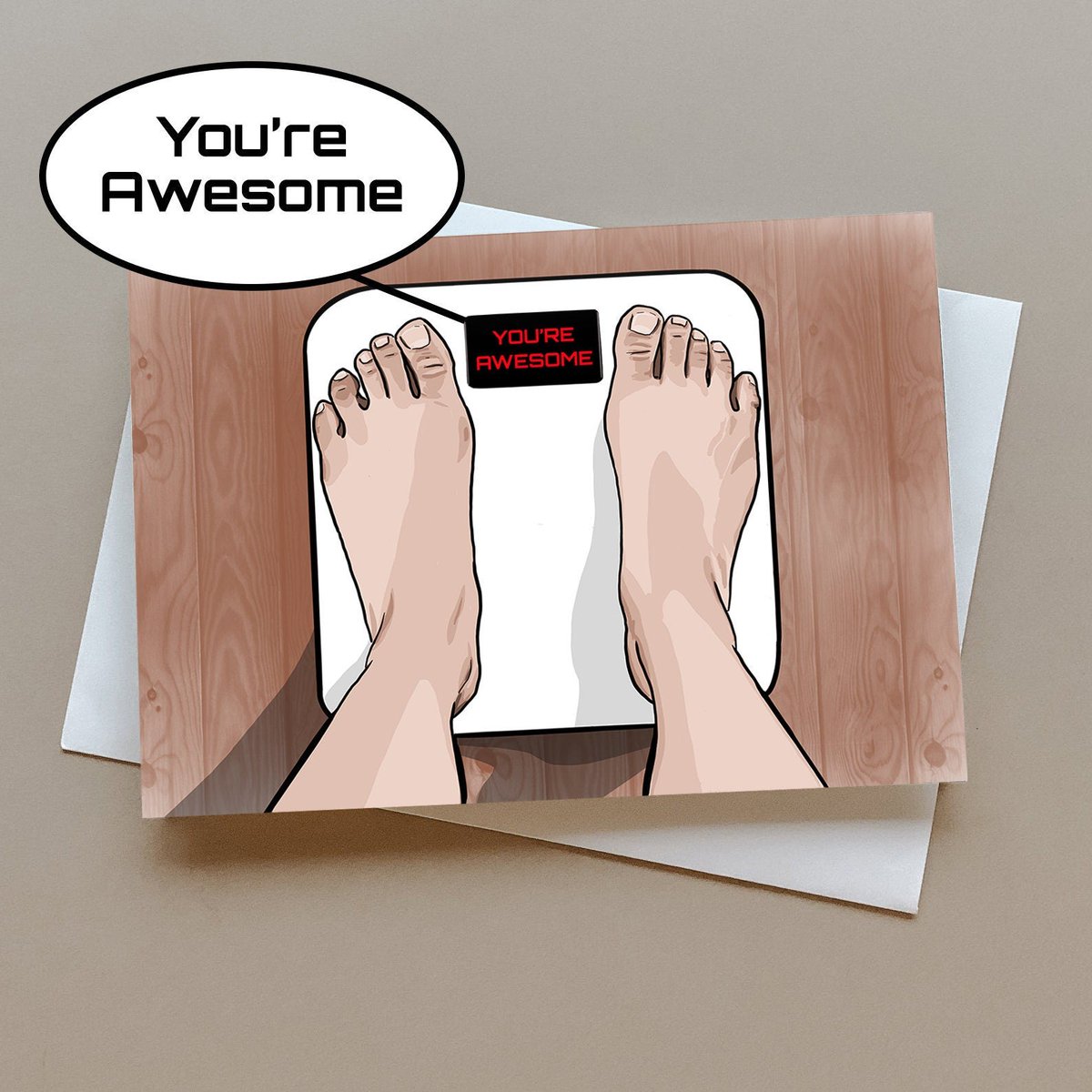 Weight Loss Support and Motivation Greeting Card 'You're Awesome' | Diet Success | Personalised Cards | Feet on Scale | Health | Reward tuppu.net/737fc28c #giftideas #wallArt #newWave #greetingcards #popCulture #DietSupportCard