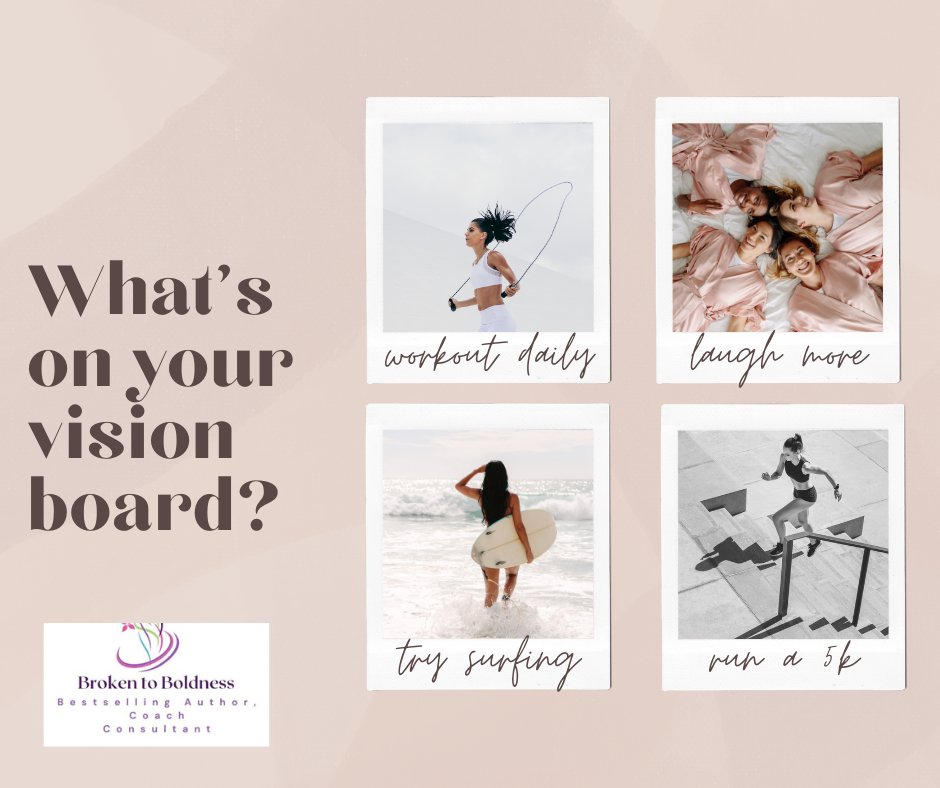 Visualize your goals with a vision board. Dream it, do it! #VisionBoard #DreamBig #openupnow #brokentoboldness