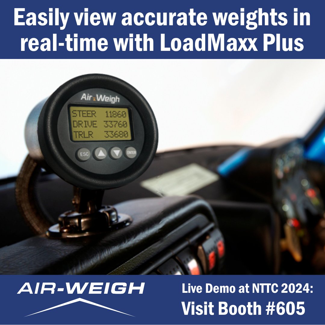 Heading to Las Vegas for the NTTC 2024? Want to slash your operation costs? Visit Air-Weigh at booth 605 for a live demonstration of our LoadMaxx Plus on-board scale for air or mechanical suspensions! Hope to see you there! #AirWeigh #NTTC2024 #Trucking