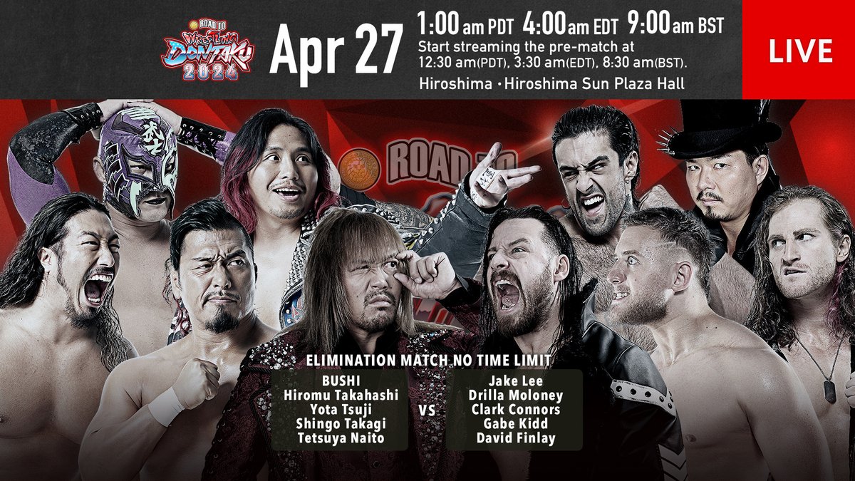 LIJ vs War Dogs collide in an elimination main event, including the NJPW in ring debut of former GHC Heavyweight Champion Jake Lee! Watch live on demand on njpwworld.com (English to follow on demand) Start times: 🇺🇸 1:00am PDT / 3:00am CDT / 4:00am EDT 🇬🇧 9:00am BST…